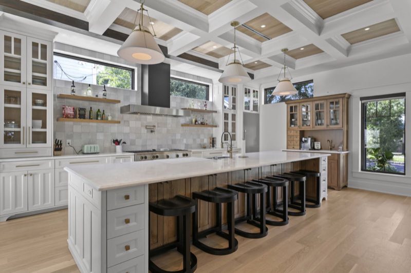 Kitchen island and bar seating