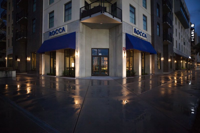 The Rocca entrance and awning on West Palm Avenue in Tampa Heights