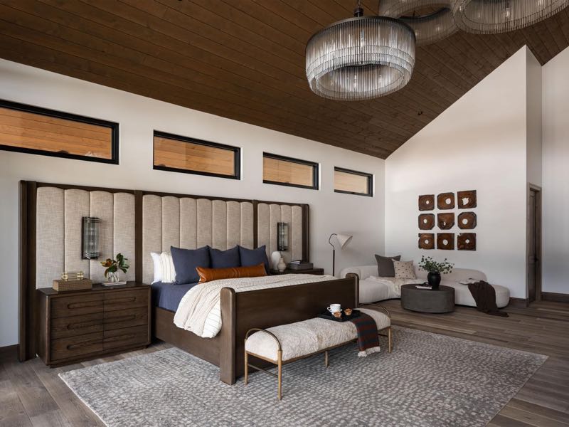 Primary bedroom with wood ceiling